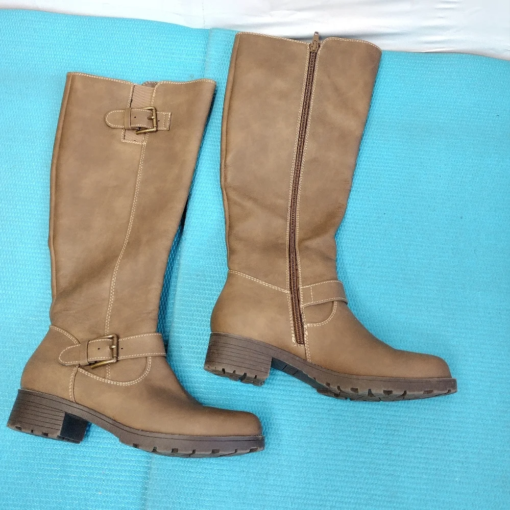 Sonoma Women's Knee High Boots Side Zip Low Heel Brown 6.5